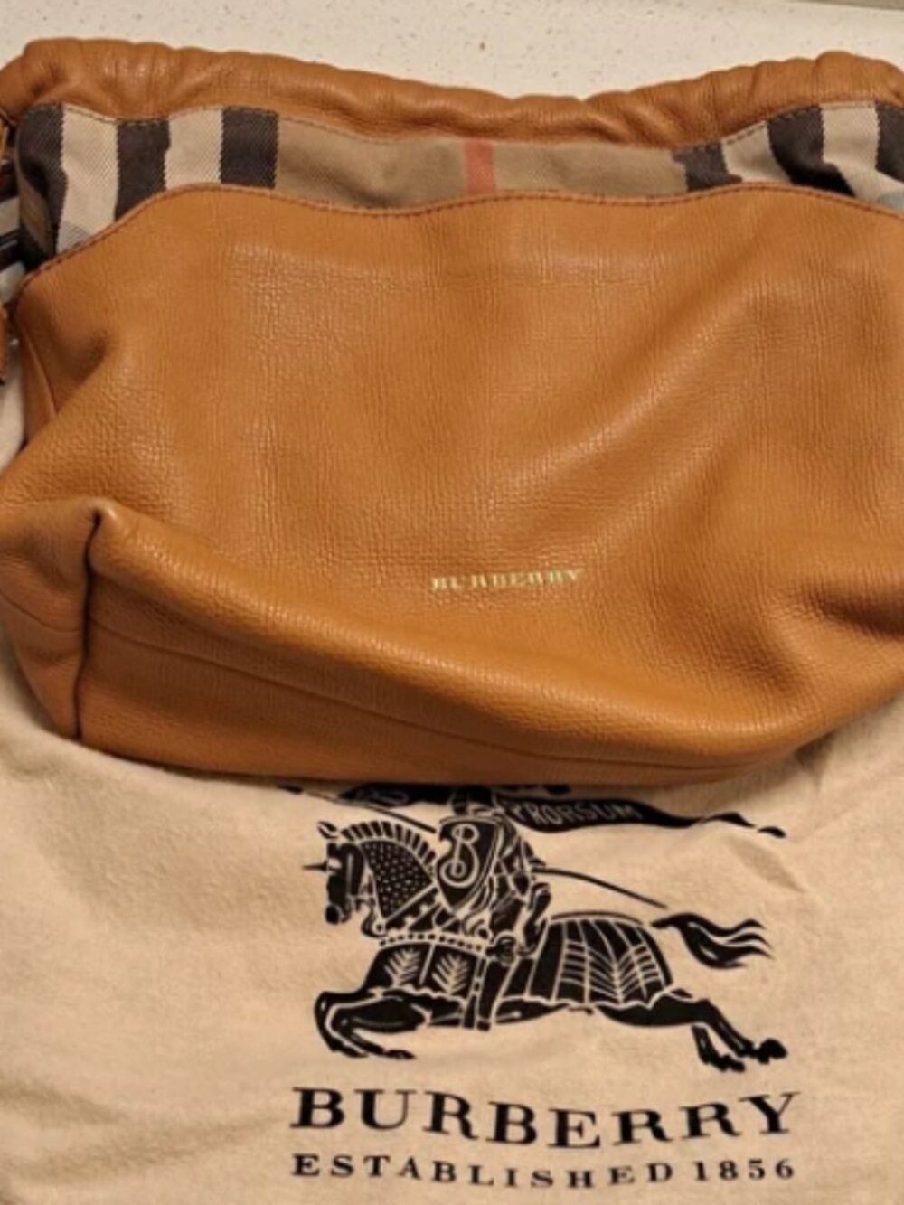 Burberry Tan Leather Shoulder Bag - Picture 2 of 6